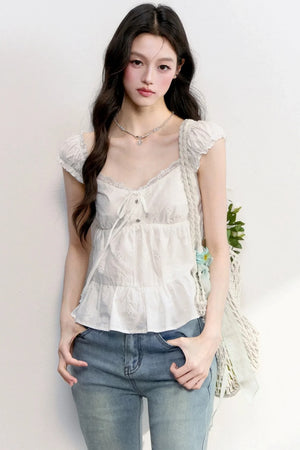French Lace Embroidered Blouse