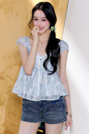 French Lace Embroidered Blouse