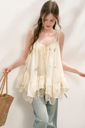 French Lace Flare Jeans