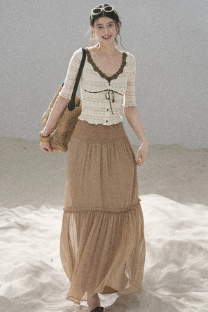 French Lace Hollow-Out Top