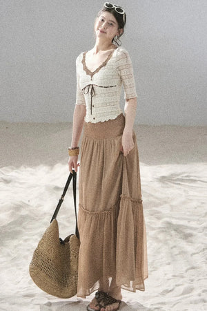 French Lace Hollow-Out Top