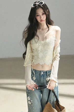 French Lace Knitted Top Set-Up