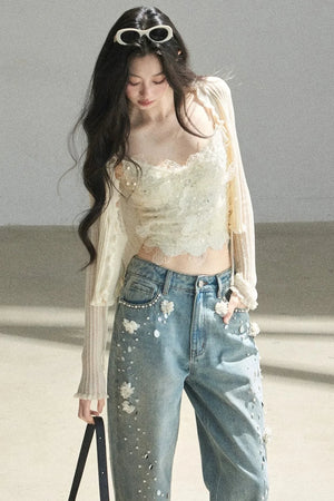 French Lace Knitted Top Set-Up