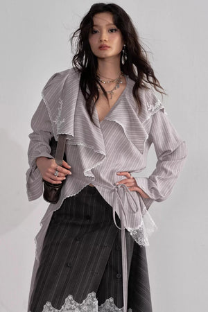 French Lace Ruffled Blouse