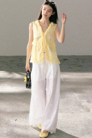 French Lace Ruffled Vest