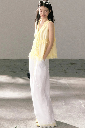 French Lace Ruffled Vest