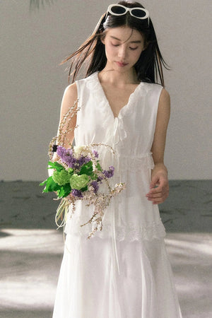French Lace Ruffled Vest