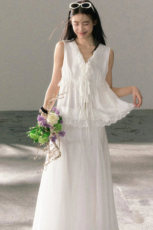 French Lace Ruffled Vest