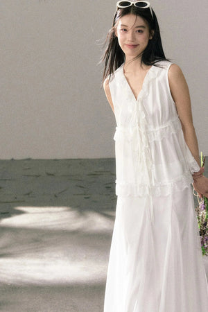 French Lace Ruffled Vest