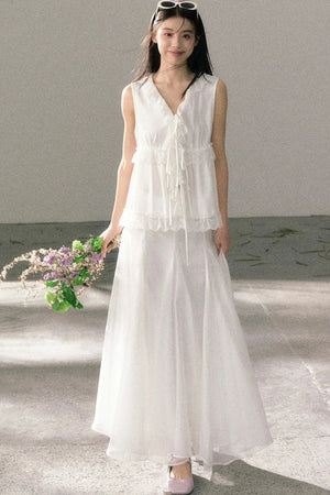 French Lace Ruffled Vest