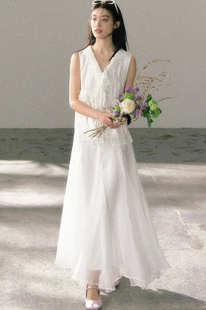 French Lace Ruffled Vest