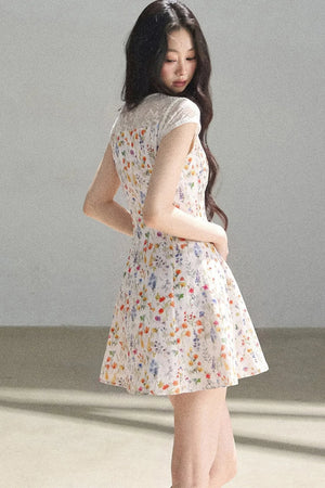 French Lace Short Floral Dress