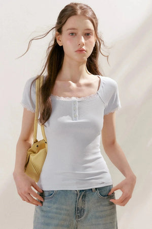 French Lace Slim Fit Top