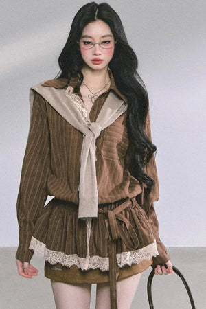 French Lace Stripe Shirt Set-Up