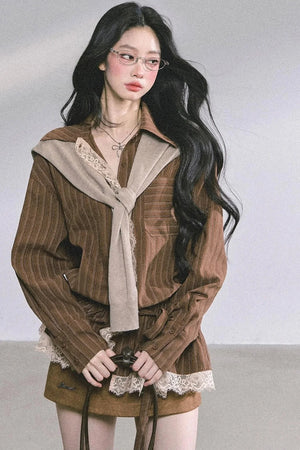 French Lace Stripe Shirt Set-Up