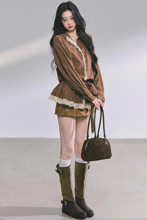 French Lace Stripe Shirt Set-Up