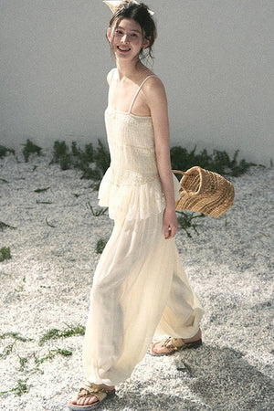 French Lace Summer Top Pants Set-Up