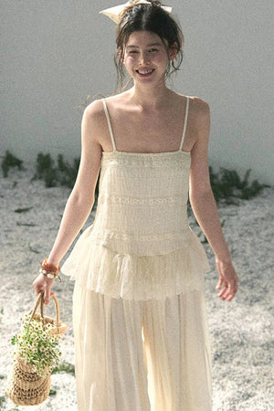 French Lace Summer Top Pants Set-Up