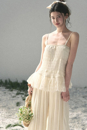 French Lace Summer Top Pants Set-Up