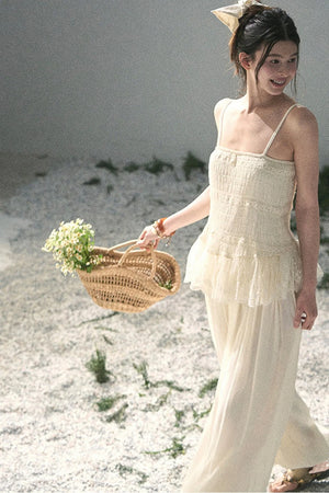 French Lace Summer Top Pants Set-Up