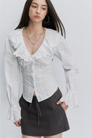 French Lace Tie-Waist Blouse