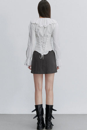 French Lace Tie-Waist Blouse