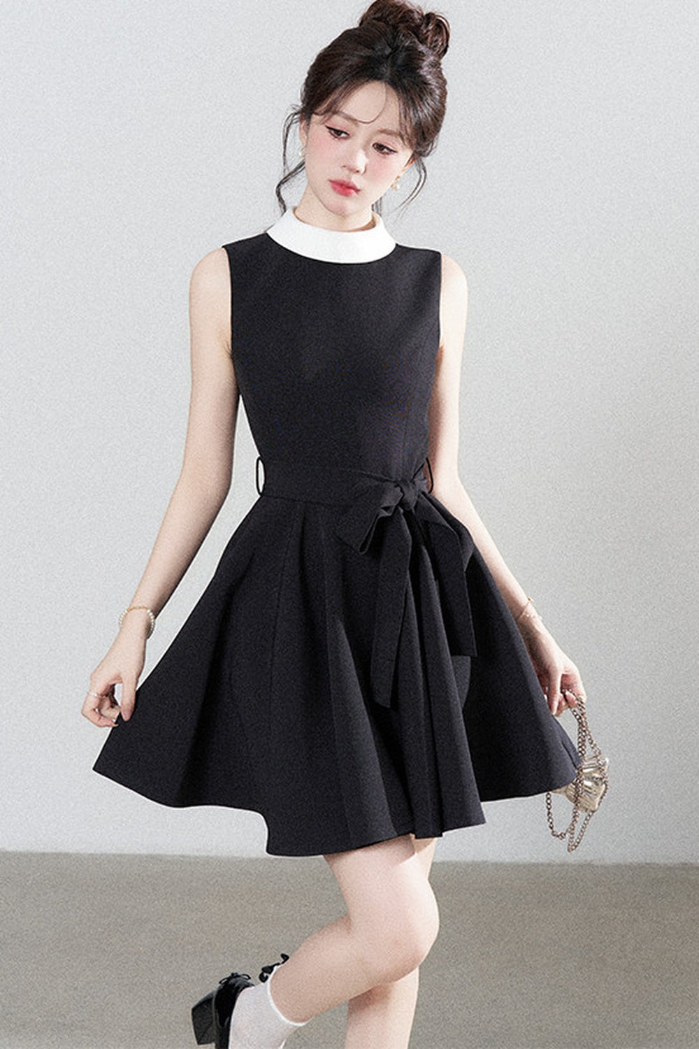 French Lace-Up Little Black Dress