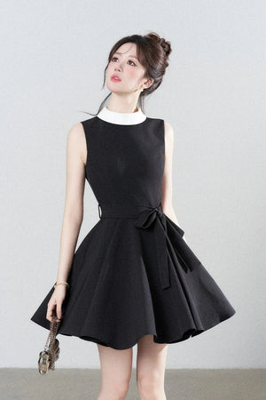 French Lace-Up Little Black Dress