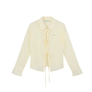French Lace-Up Slim Shirt