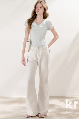 French Petal Collar Bow Short-Sleeved T-Shirt