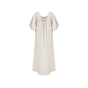 French Pleated Bubble Sleeve Dress
