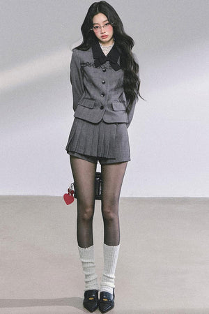 French Pleated Short Skirt Set-Up