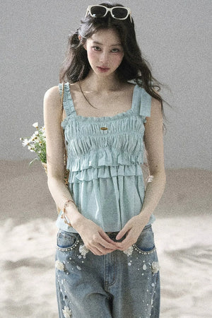 French Pleated Summer Blouse
