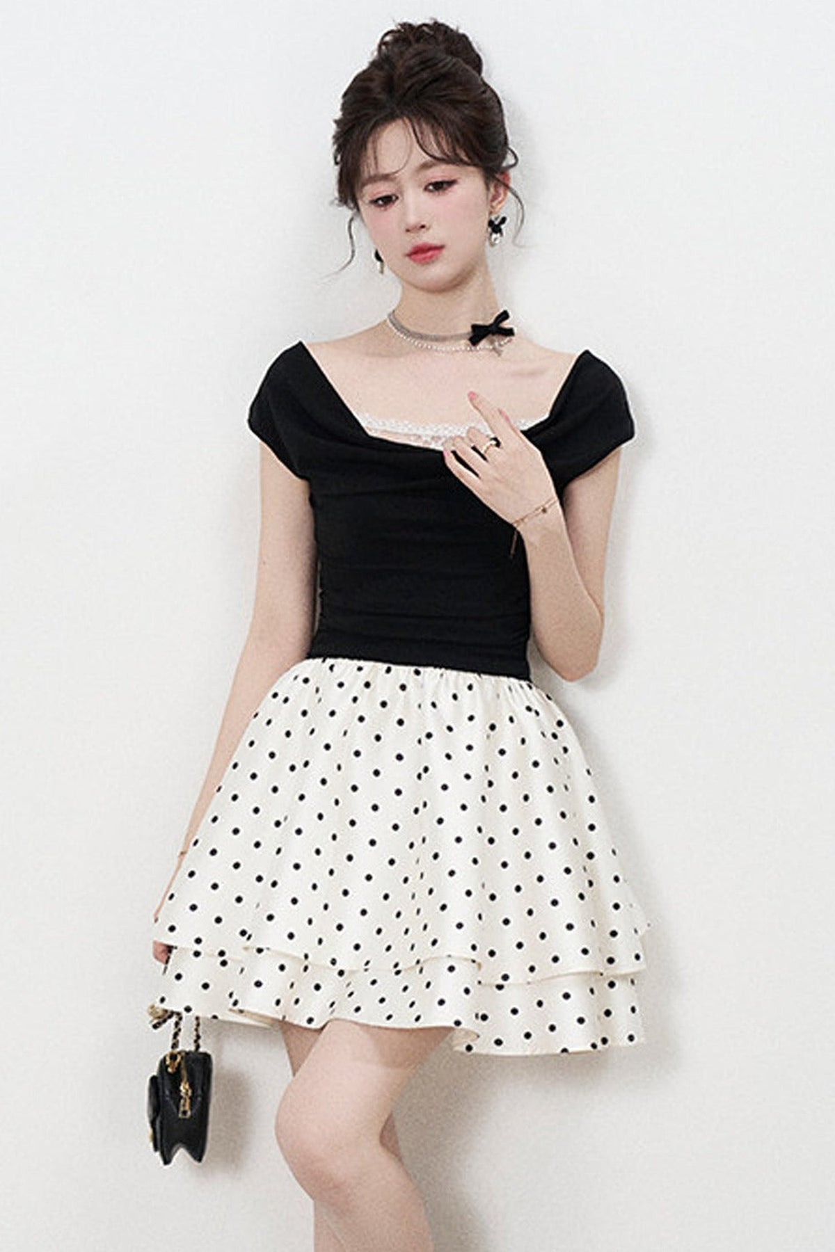 French Polka Dot A-Line Dress