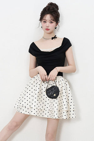 French Polka Dot A-Line Dress