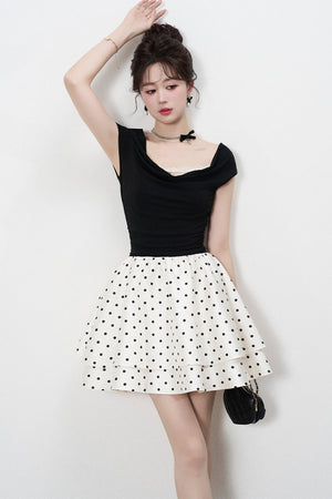French Polka Dot A-Line Dress