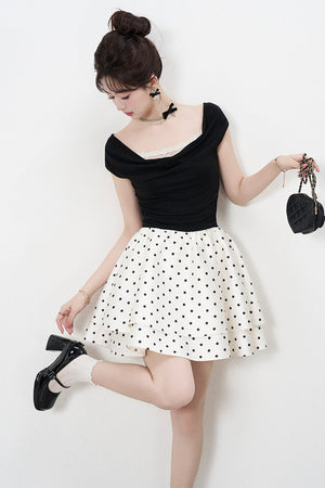 French Polka Dot A-Line Dress