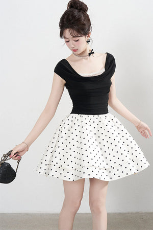 French Polka Dot A-Line Dress