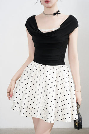 French Polka Dot A-Line Dress