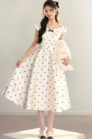 French Polka Dot Bow Dress
