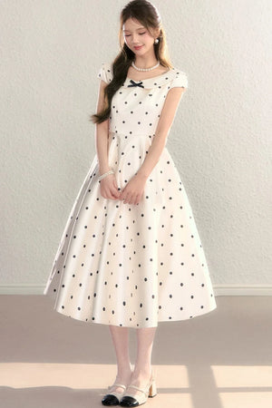 French Polka Dot Bow Dress