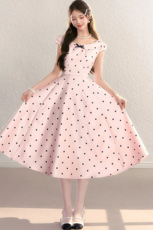 French Polka Dot Bow Dress