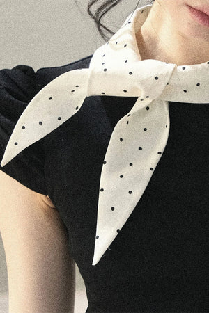 French Polka Dot Bow Puff Sleeve Top