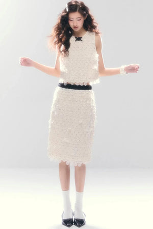 French Polka Dot Chiffon Skirt Set-Up