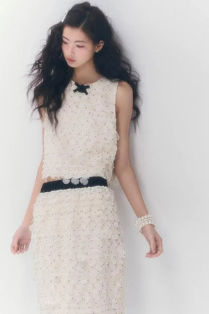 French Polka Dot Chiffon Skirt Set-Up