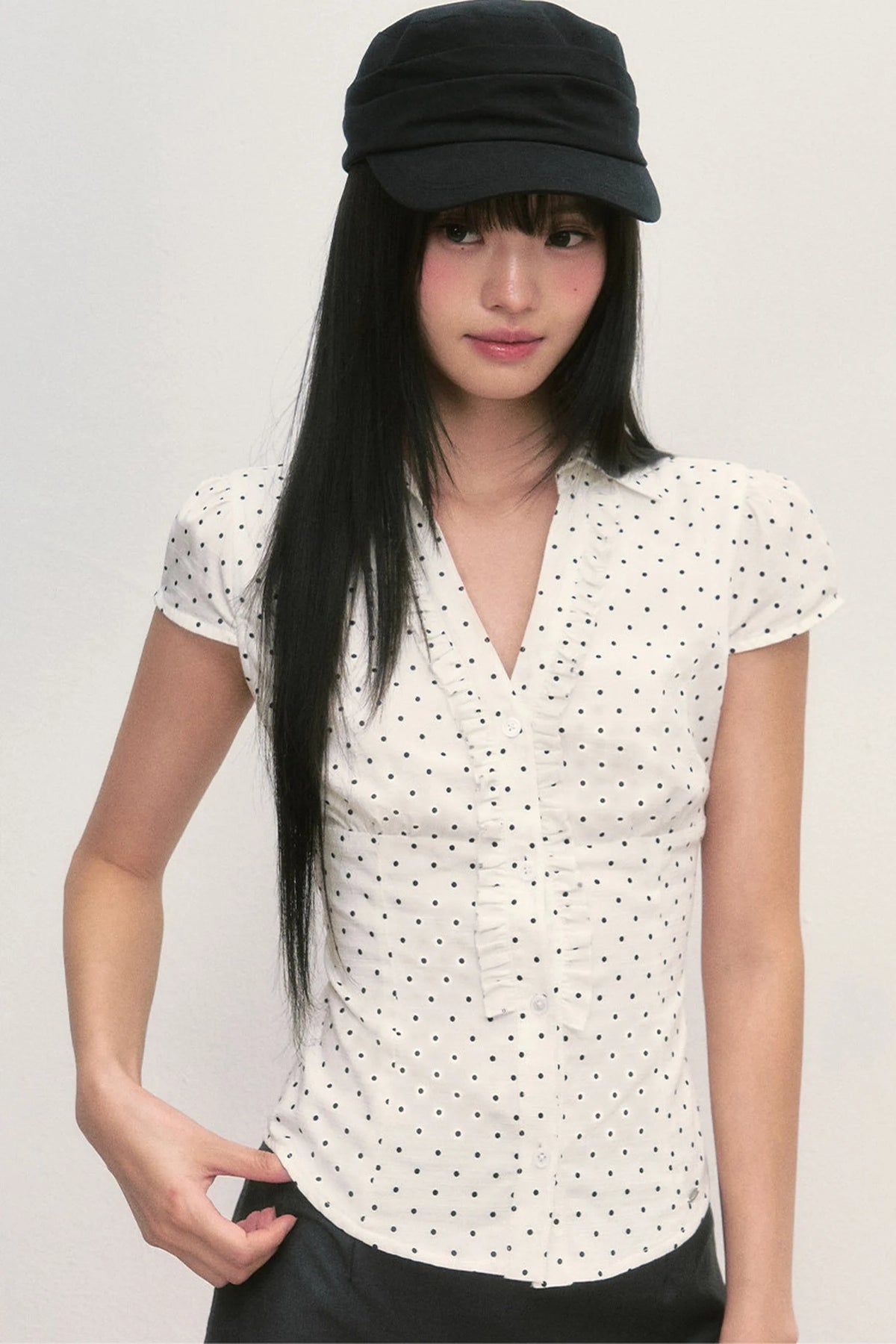 French Polka Dot Puff Blouse