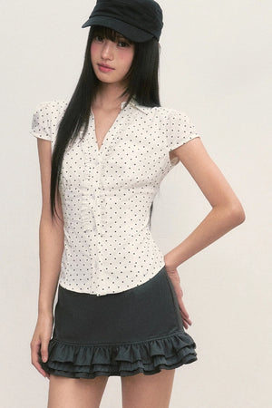 French Polka Dot Puff Blouse