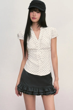French Polka Dot Puff Blouse