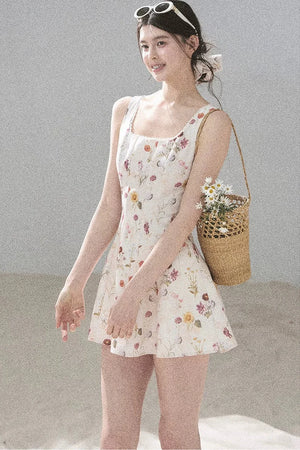 French Puff Lace Floral Dress