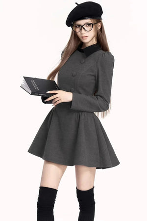 French Retro Color-Blocking Dress